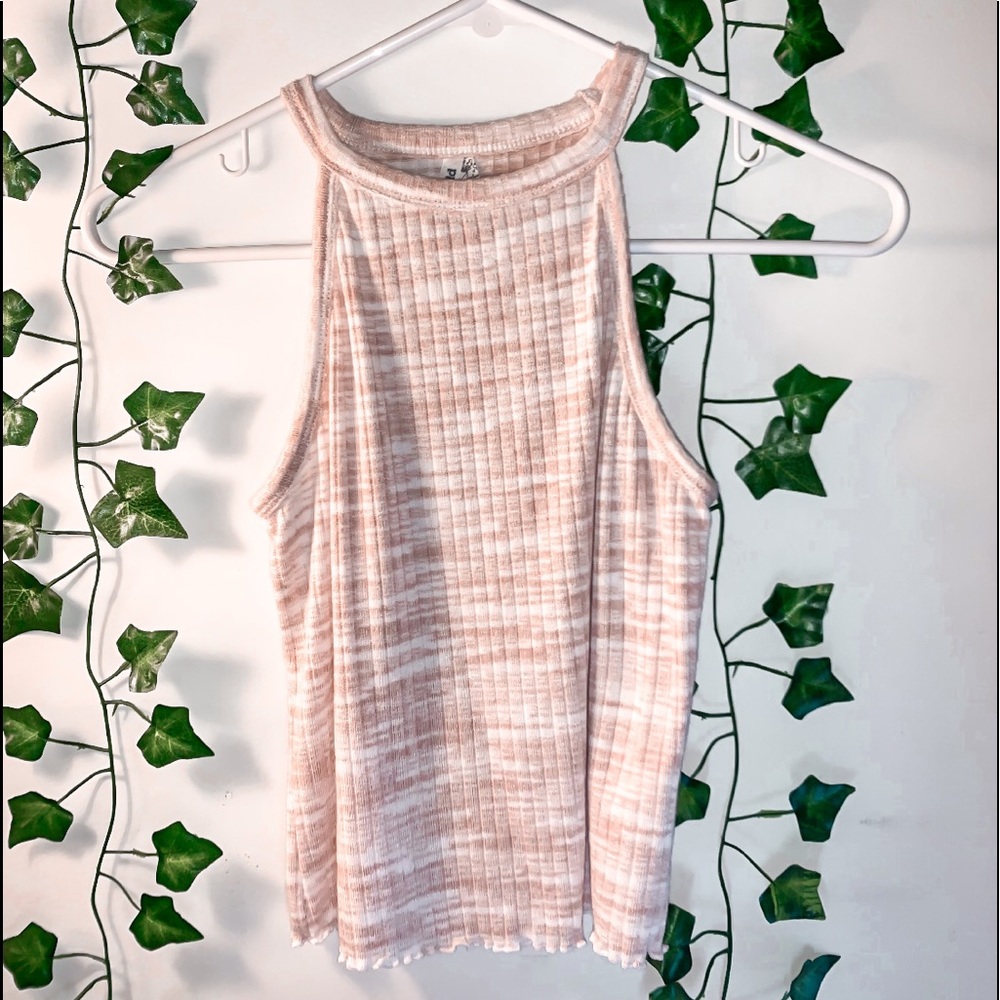 pink and white ruffle cami top